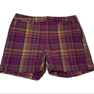A New Day Chino Stretch Shorts Purple Plaid Size 2